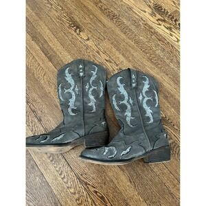 Jessica Cline Glittery Brown Short Cowboy Boots 7.5 Festival Country Western